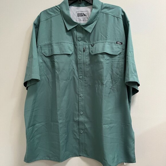 Eddie Bauer Green Mesh Vented Short Sleeve Shirt Men's Size XXL New with Tags - Picture 2 of 5